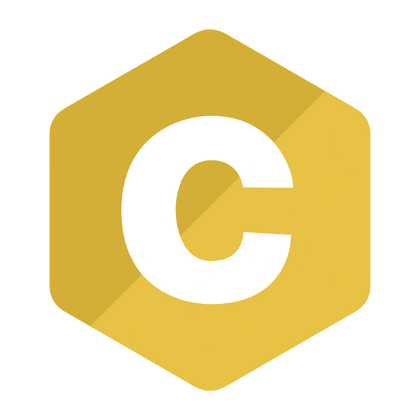 Hexagonal yellow logo with a white 'C' in the center on a white background