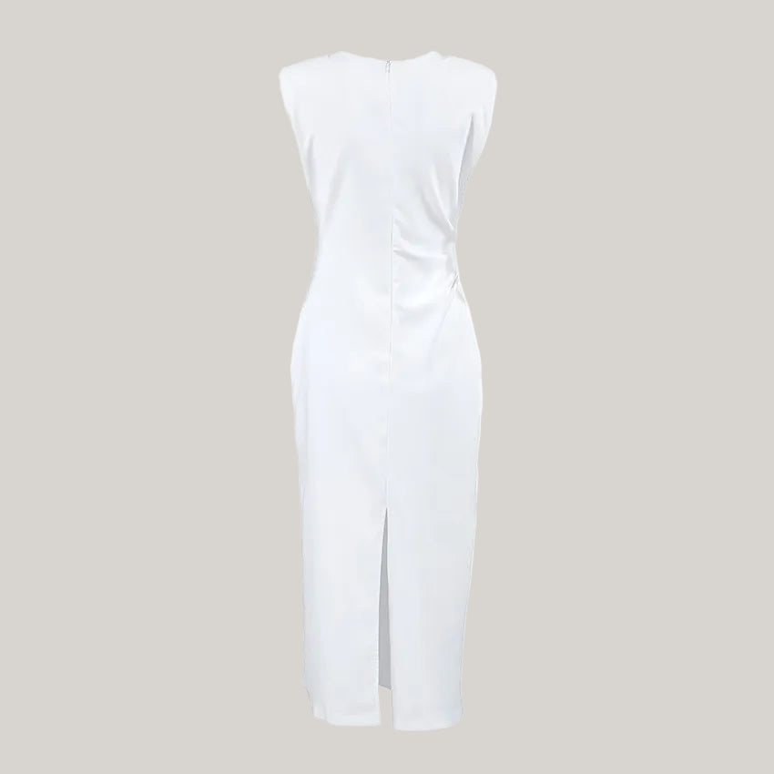 Women's White Elegance Slim-fit Split Midi Dress - ChoreGirl