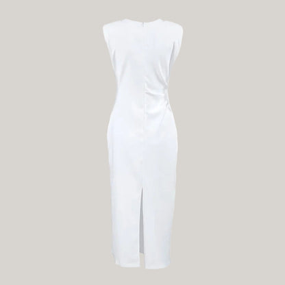 Women's White Elegance Slim-fit Split Midi Dress - ChoreGirl