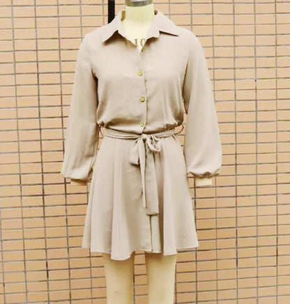 Women's Casual Long Sleeve Loose Shirt Dress - ChoreGirl
