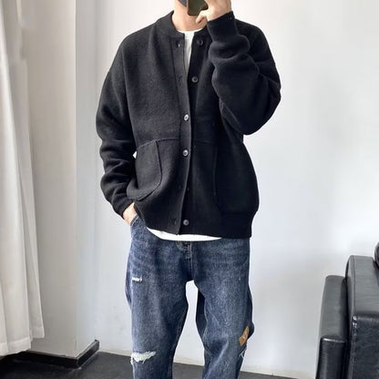 Men's Loose Thick Wool Button-up Cardigan - ChoreGirl