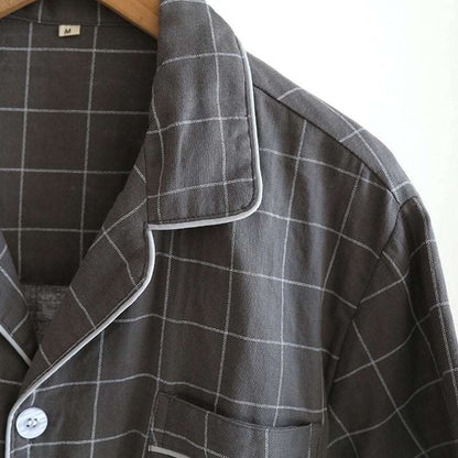 Men's Plaid Short-sleeved Pajamas Set - ChoreGirl