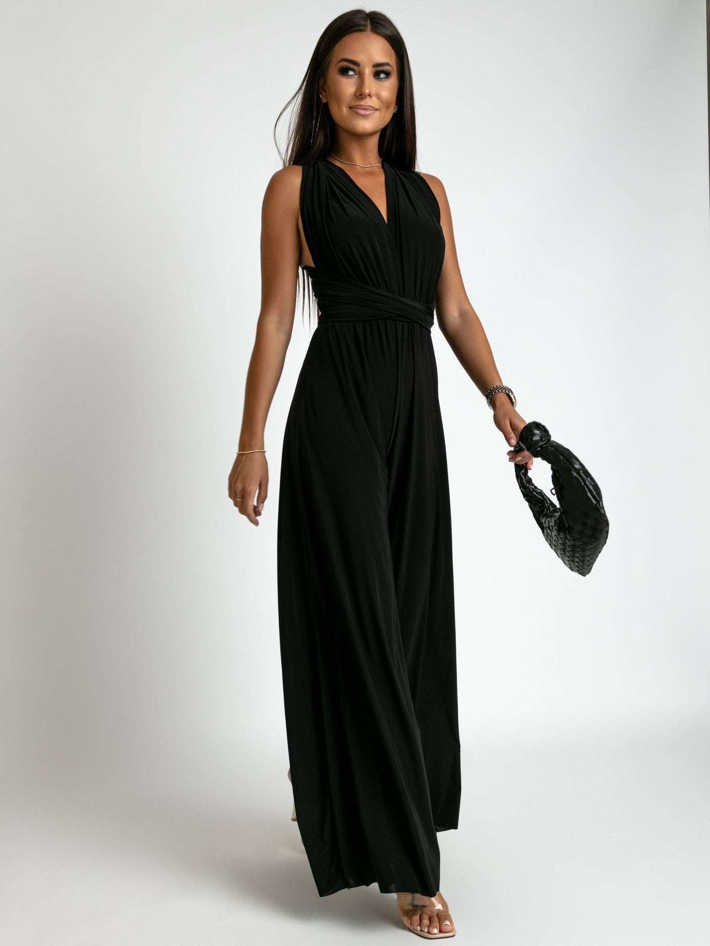 Women's Deep V-neck Sleeveless and Backless One-piece Jumpsuit - ChoreGirl