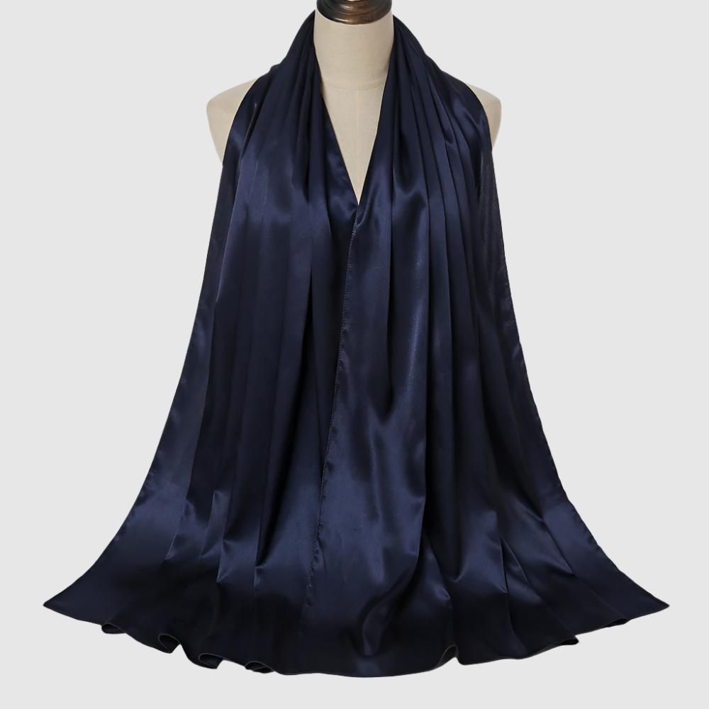 Women's Elegant Pure Color Pearl Satin Scarf - ChoreGirl