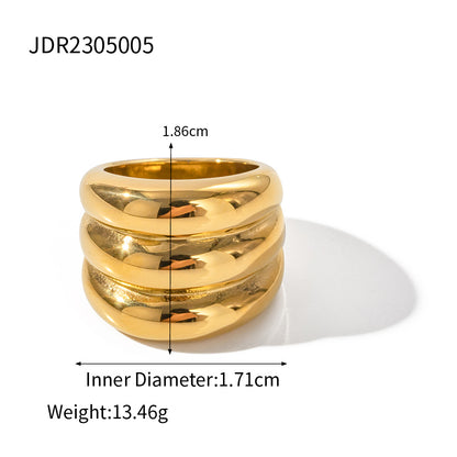 18K Gold Stainless Steel Three-layer Closed Ring - ChoreGirl