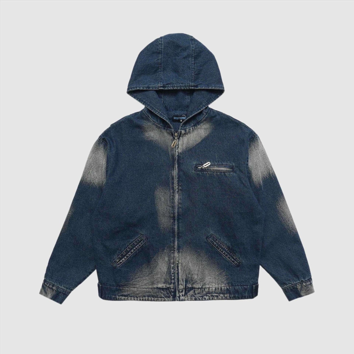 Men's Hooded Zip-up Denim Jacket - ChoreGirl