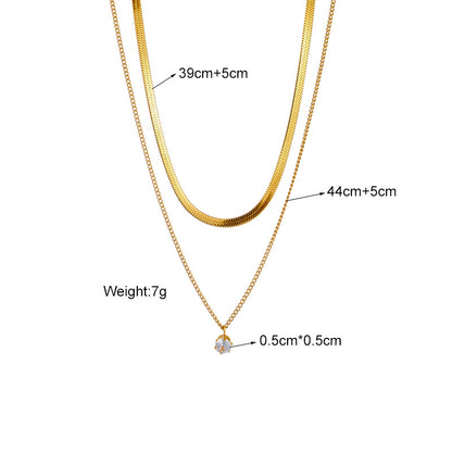 Titanium Steel Metal Diamond Multi-layer Chain Necklace - ChoreGirl
