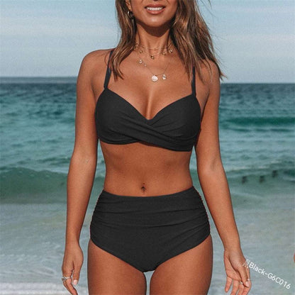 Women's Cross Strap Solid Color Swimsuit - ChoreGirl