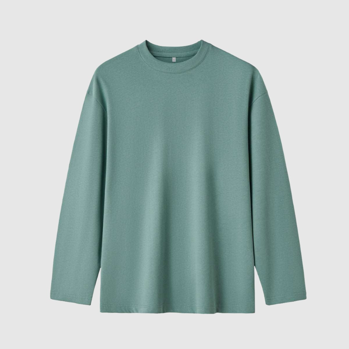 Men's Solid Color Loose Fit Round Neck Long Sleeved Top - ChoreGirl
