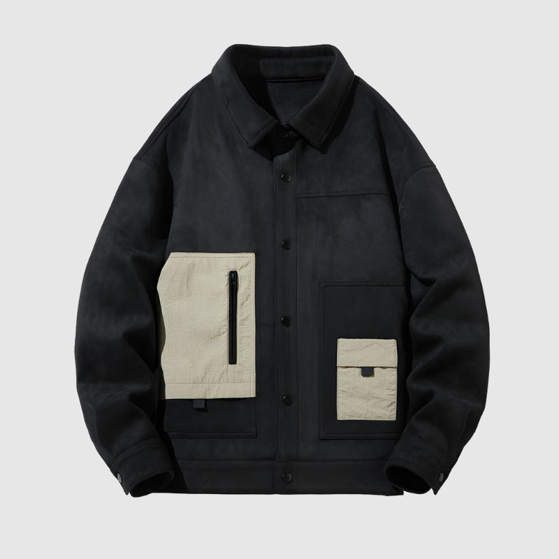 Men's Casual Loose Lapels Collar Suede Fabric Jacket - ChoreGirl