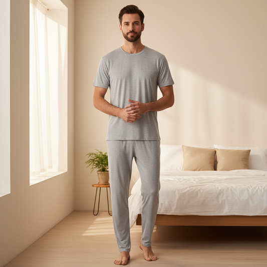 Men's Thin and Loose Short-sleeved T-shirt and Trousers Loungewear Set