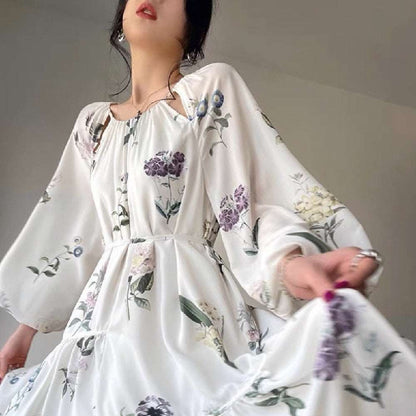 Women's Light Silk Elegant Loose Fit Dress - ChoreGirl