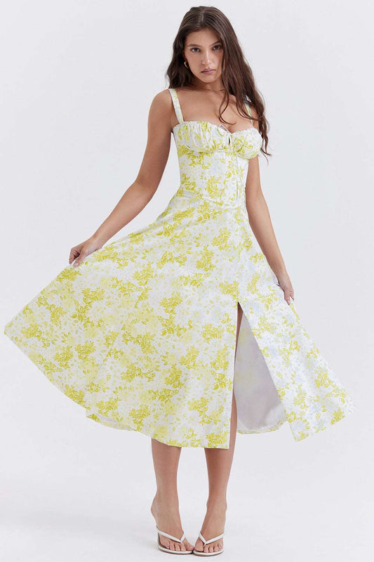 Women's Floral Print Dress With Straps - ChoreGirl