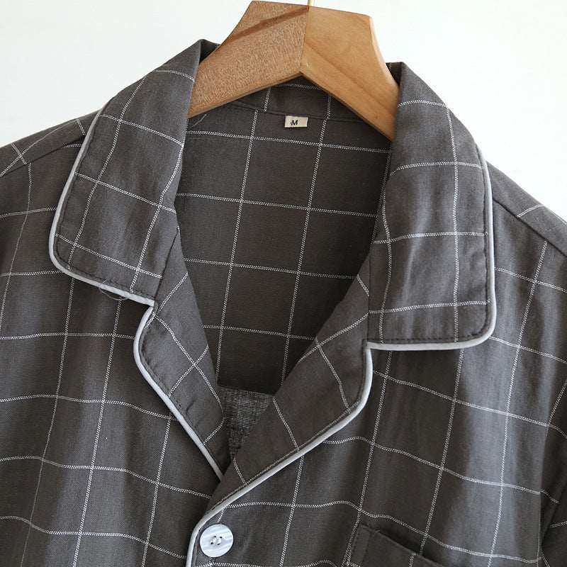 Men's Plaid Short-sleeved Pajamas Set - ChoreGirl
