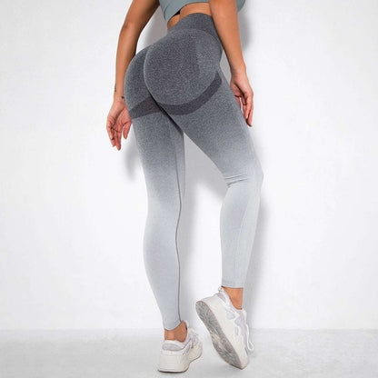 Women's Gradient Color High Waist Breathable Stretch Yoga Pants - ChoreGirl