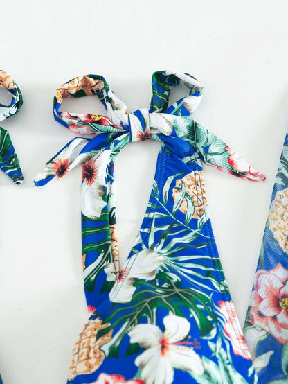 Women's Multicolor Printed Two-piece Swimsuit with Cover-up Robe - ChoreGirl