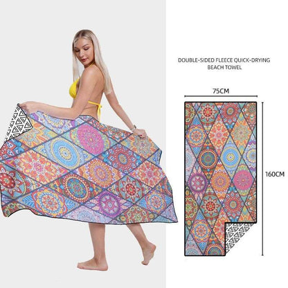 Double-side Printed Quick-drying Velvet Beach Towel - ChoreGirl