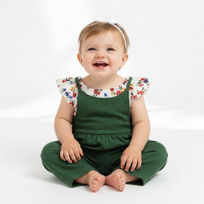 Elegantes zweiteiliges Baby-Mädchen-Outfit mit Blumenmuster
