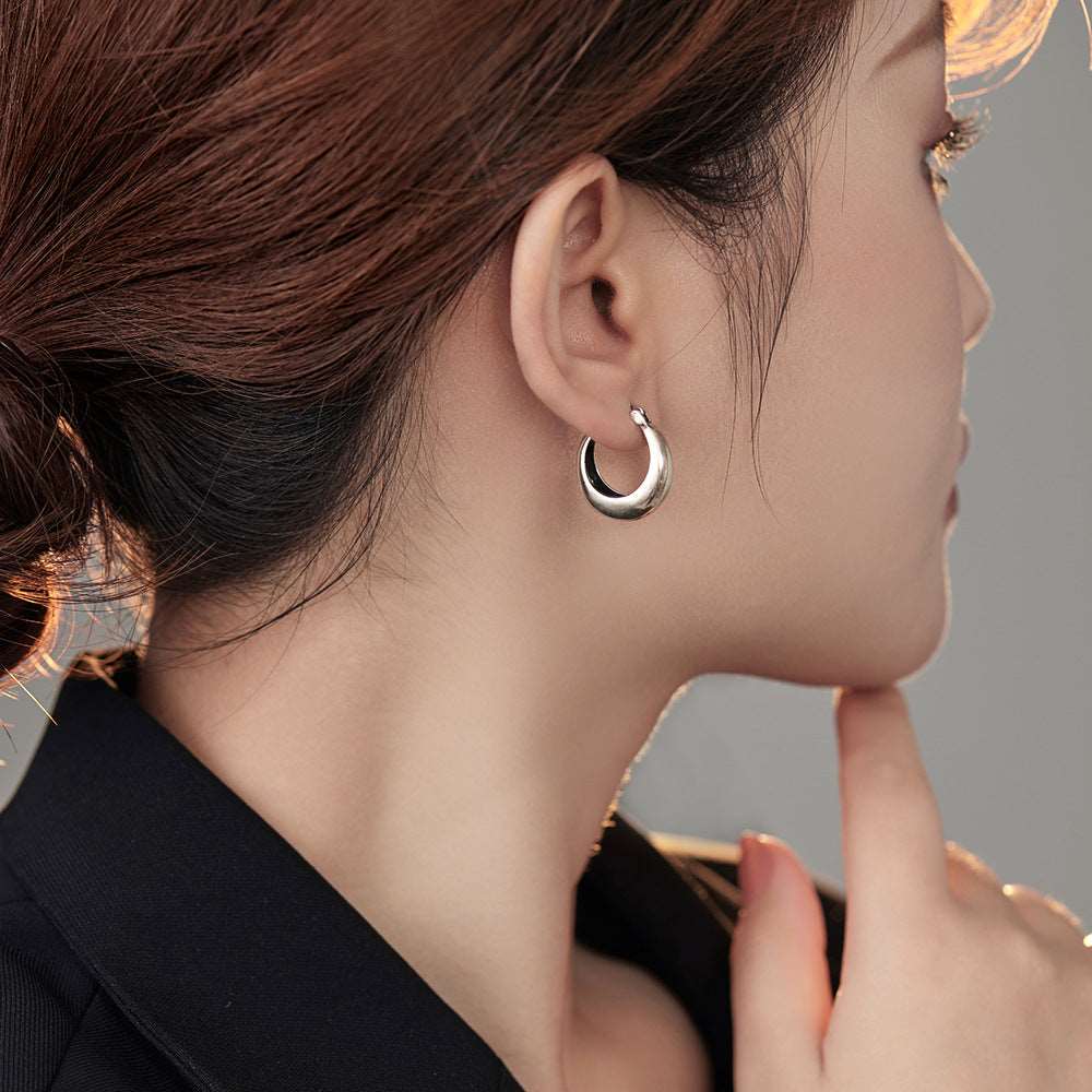 Women's Geometric U-shaped Silver 925 Earrings - ChoreGirl