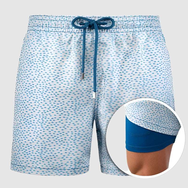 Men's Printed Double Layer Beach Shorts - ChoreGirl