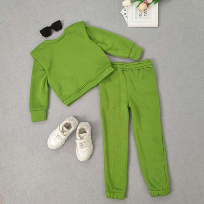 Baby Girl Trendy Casual Long Sleeved Sweatshirt and Pants Outfit Set - ChoreGirl