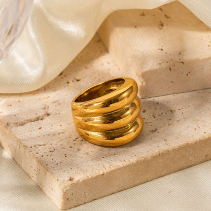 18K Gold Stainless Steel Three-layer Closed Ring - ChoreGirl
