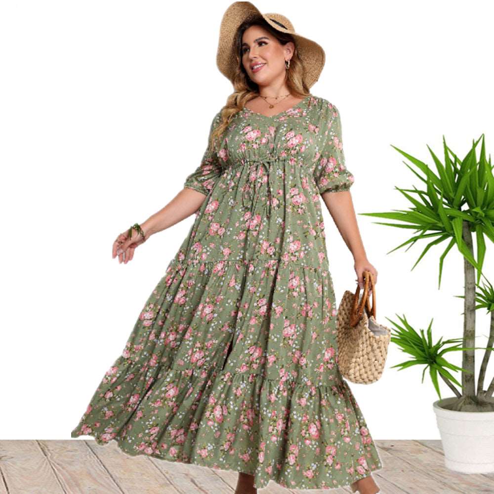 Women's Bohemian Print Loose Dress - ChoreGirl