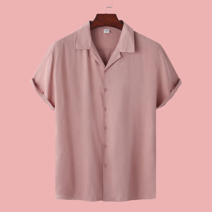 Men's Casual Solid Color Short Sleeved Button-up Shirt - ChoreGirl