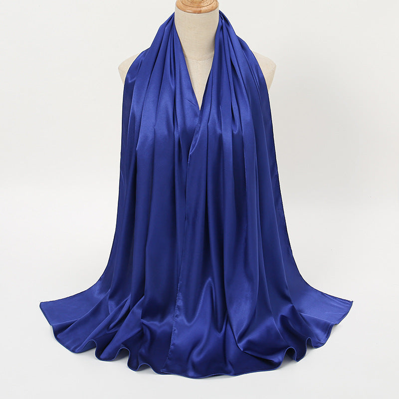 Women's Elegant Pure Color Pearl Satin Scarf - ChoreGirl