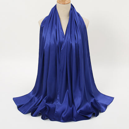 Women's Elegant Pure Color Pearl Satin Scarf - ChoreGirl