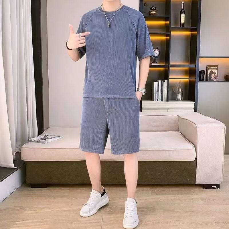 Men's Thin Loose Short-sleeved and Shorts Quick-drying Two-piece Set - ChoreGirl