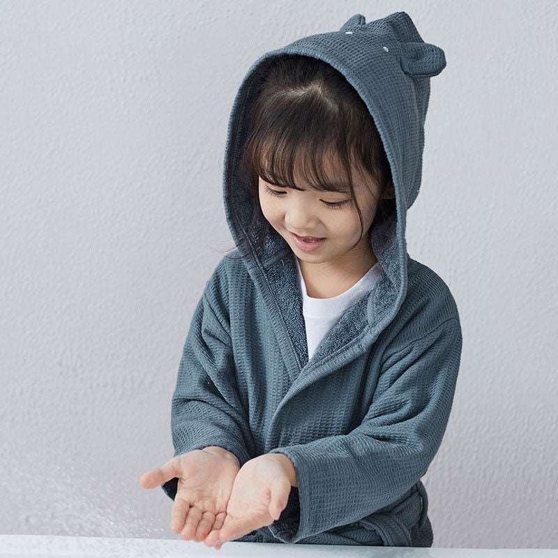 Kids Cotton Towel Material Long Sleeved Bathrobe - ChoreGirl