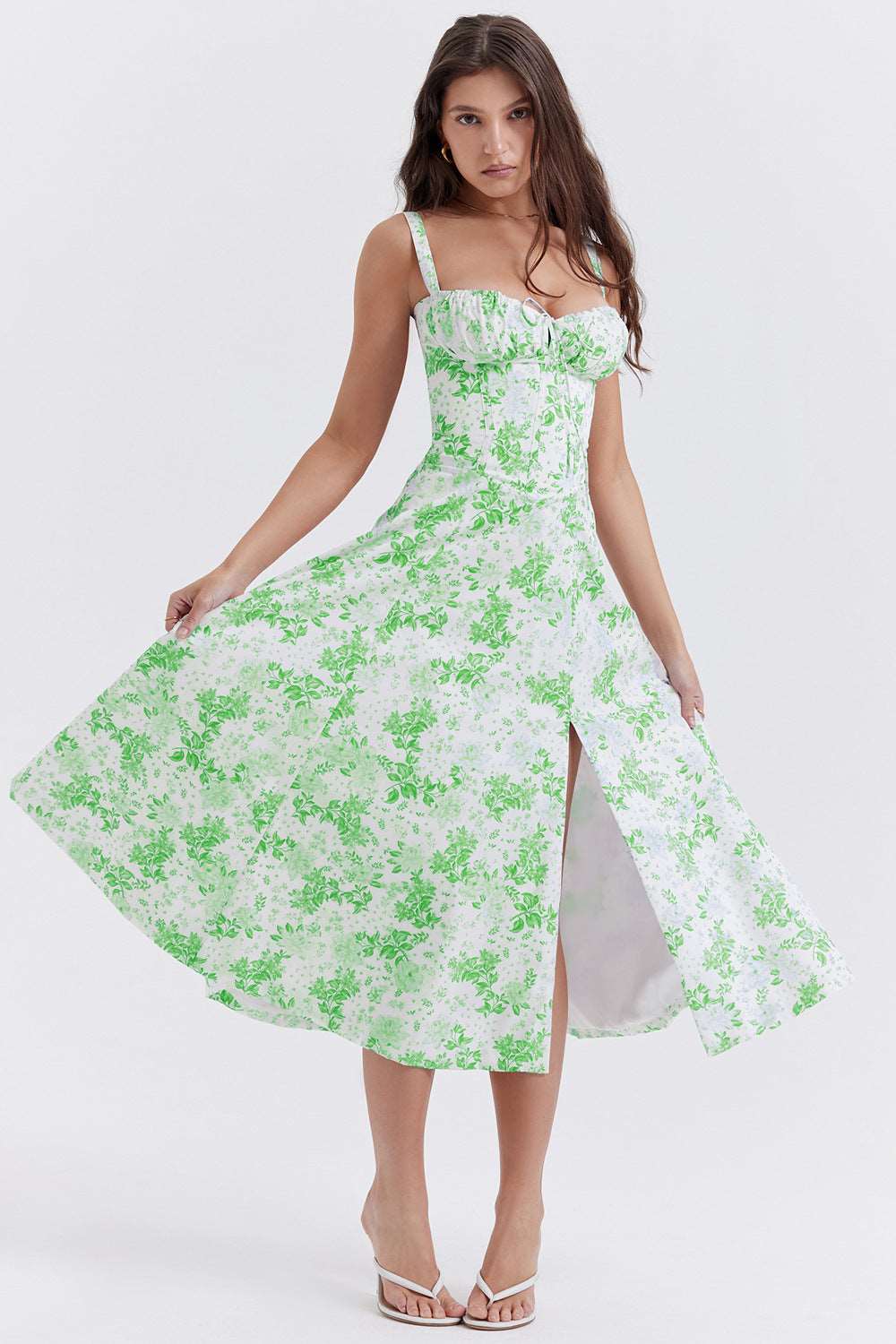 Women's Floral Print Dress With Straps - ChoreGirl