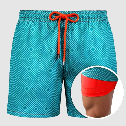 Men's Printed Double Layer Beach Shorts - ChoreGirl
