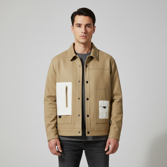 Men's Casual Loose Lapels Collar Suede Fabric Jacket