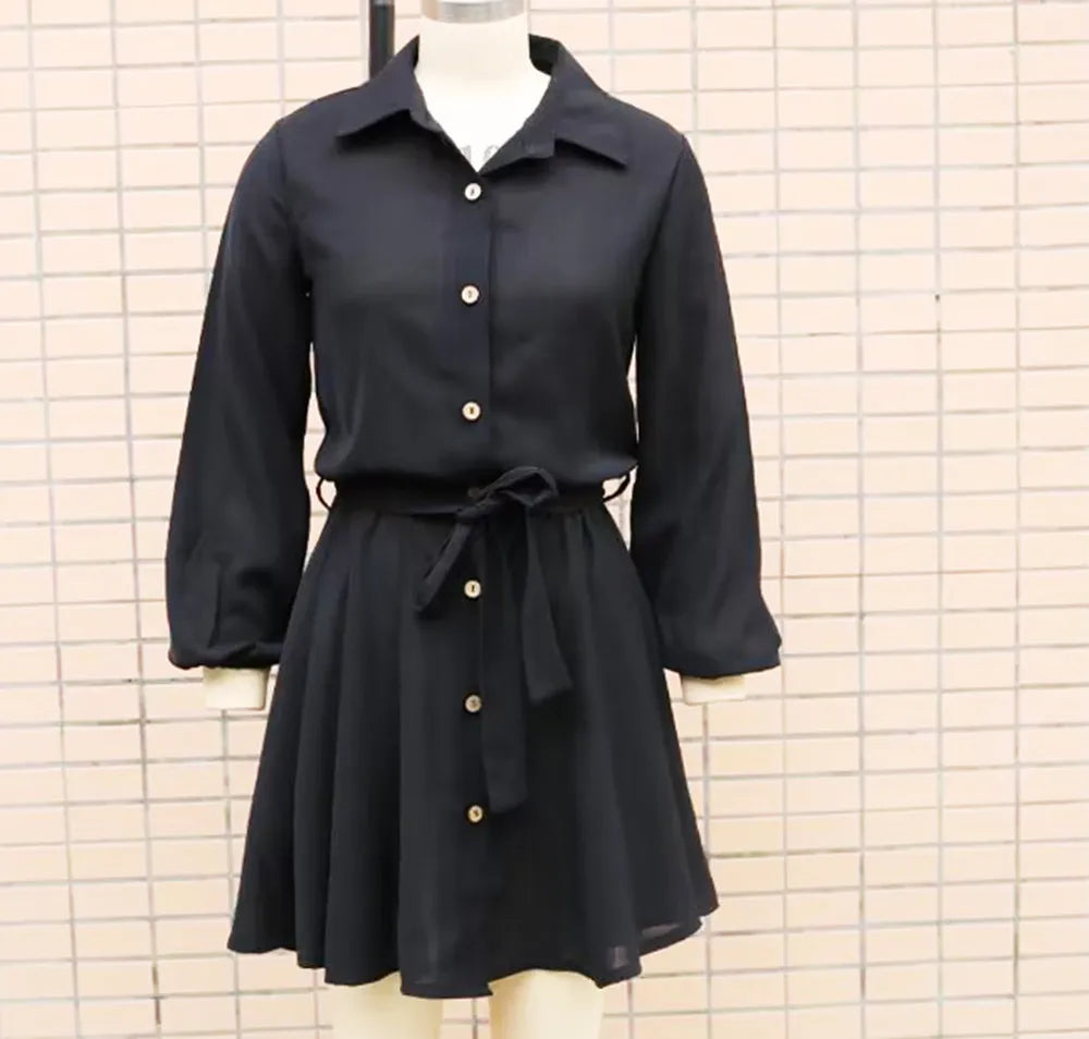 Women's Casual Long Sleeve Loose Shirt Dress - ChoreGirl