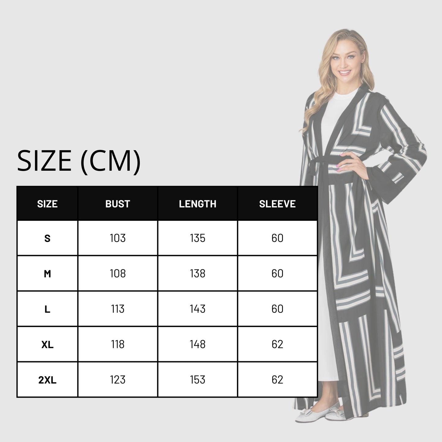 Elegant Striped Loose Lace Long Robe with Belt - Women