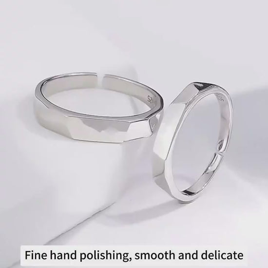 S925 Sterling Silver Light Reflect Surprise Love Hidden Message Couples Ring