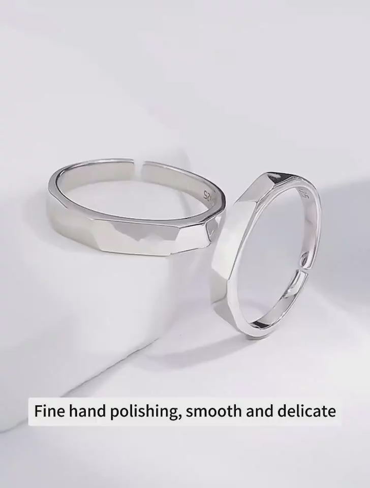 S925 Sterling Silver Light Reflect Surprise Love Hidden Message Couples Ring