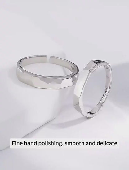 S925 Sterling Silver Light Reflect Surprise Love Hidden Message Couples Ring