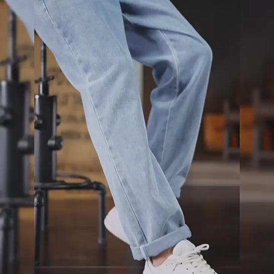 Men's Washed Out Denim Wide Leg Jeans