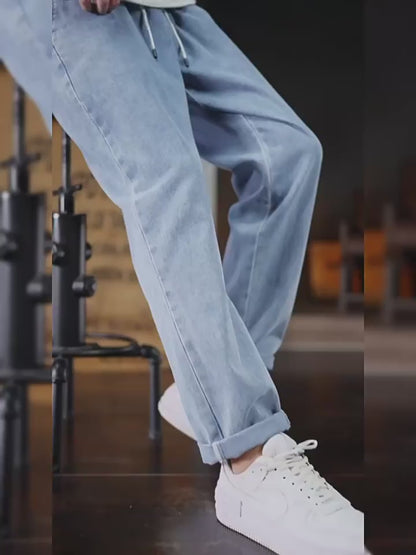 Men's Washed Out Denim Wide Leg Jeans