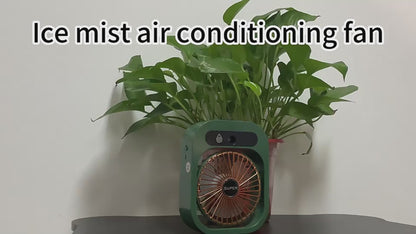 Air Conditioner Ice Mist Little Desktop Blowing Electric Fan with USB Charging