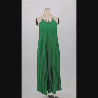 Women's Casual Loose A-line Pleated Dress