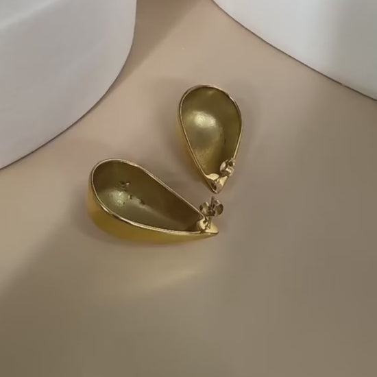 Fashion Jewelry Water Drop Glossy 16k Real Gold Plating Simple And Elegant Earrings