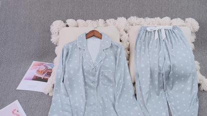 Women's Thin Ice Silk Satin and Lace Two-piece Pajamas Set