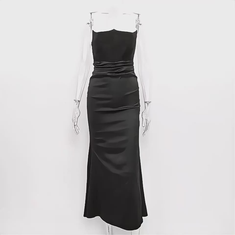 Women's Slim Bandeau Tube Long Backless Evening Dress black