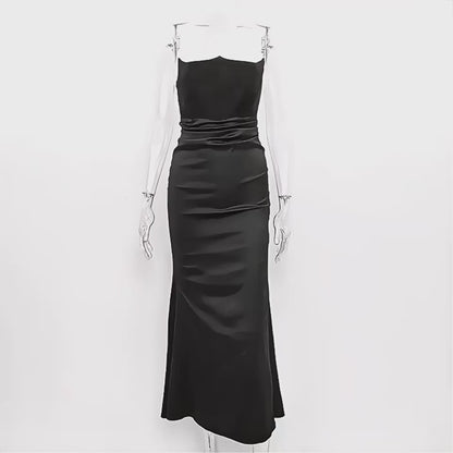 Women's Slim Bandeau Tube Long Backless Evening Dress black