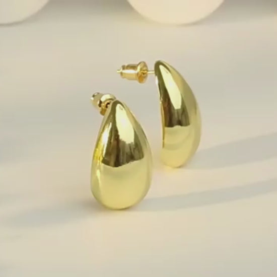 Fashion Jewelry Water Drop Glossy 16k Real Gold Plating Simple And Elegant Earrings