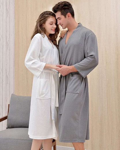 Unisex Couples Matching Mid-Sleeve Robe - ChoreGirl